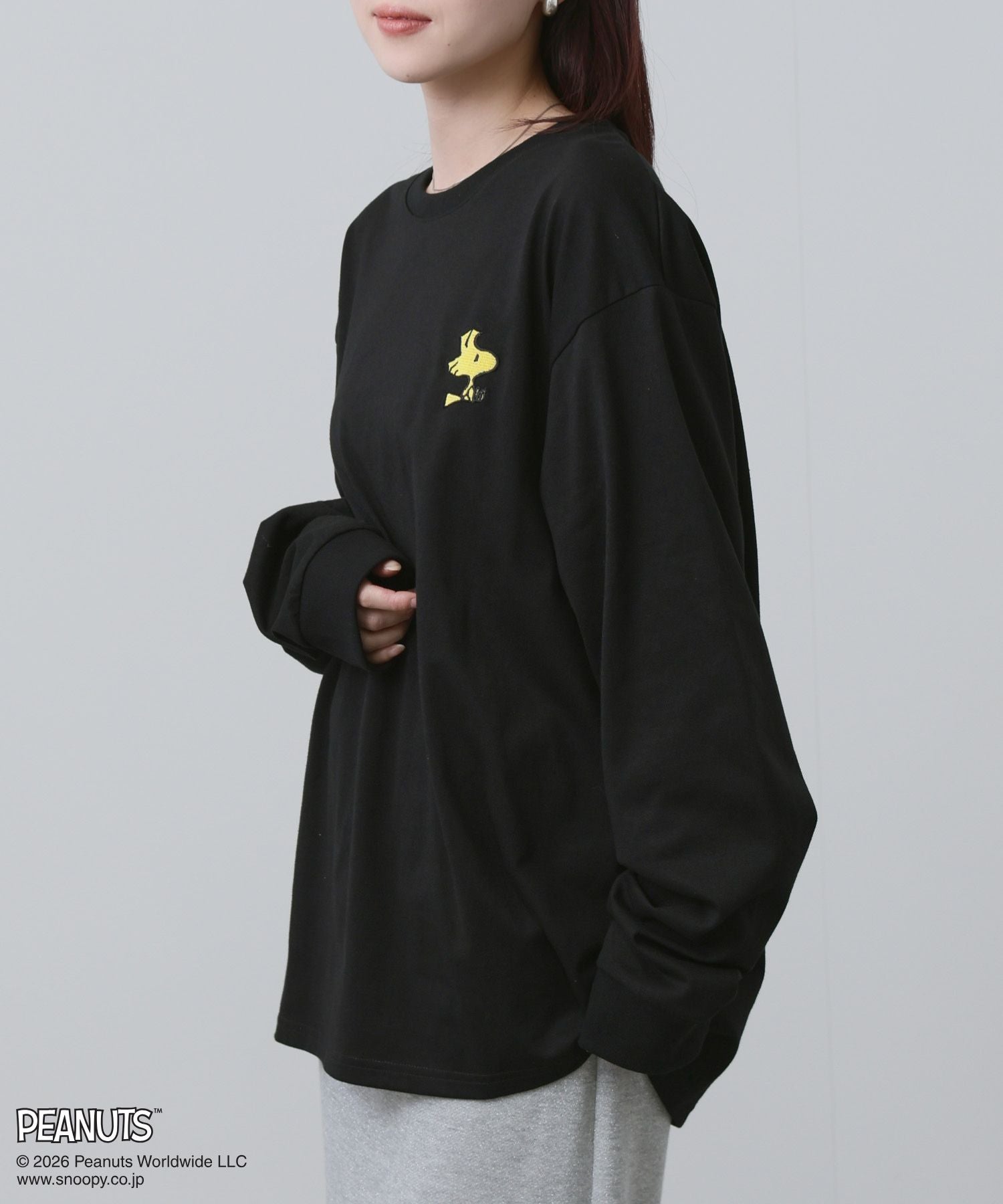 PEANUTS SNOOPY 刺繍長袖Tシャツ メンズ