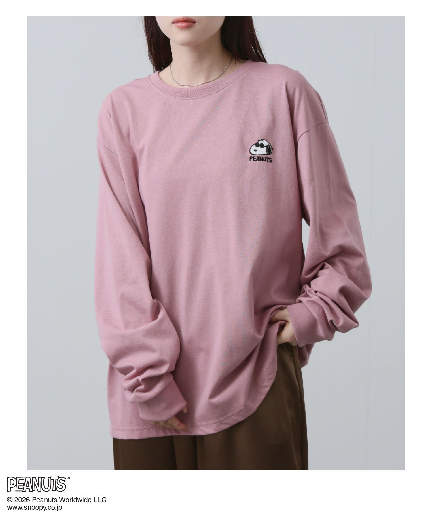 PEANUTS SNOOPY 刺繍長袖Tシャツ メンズ