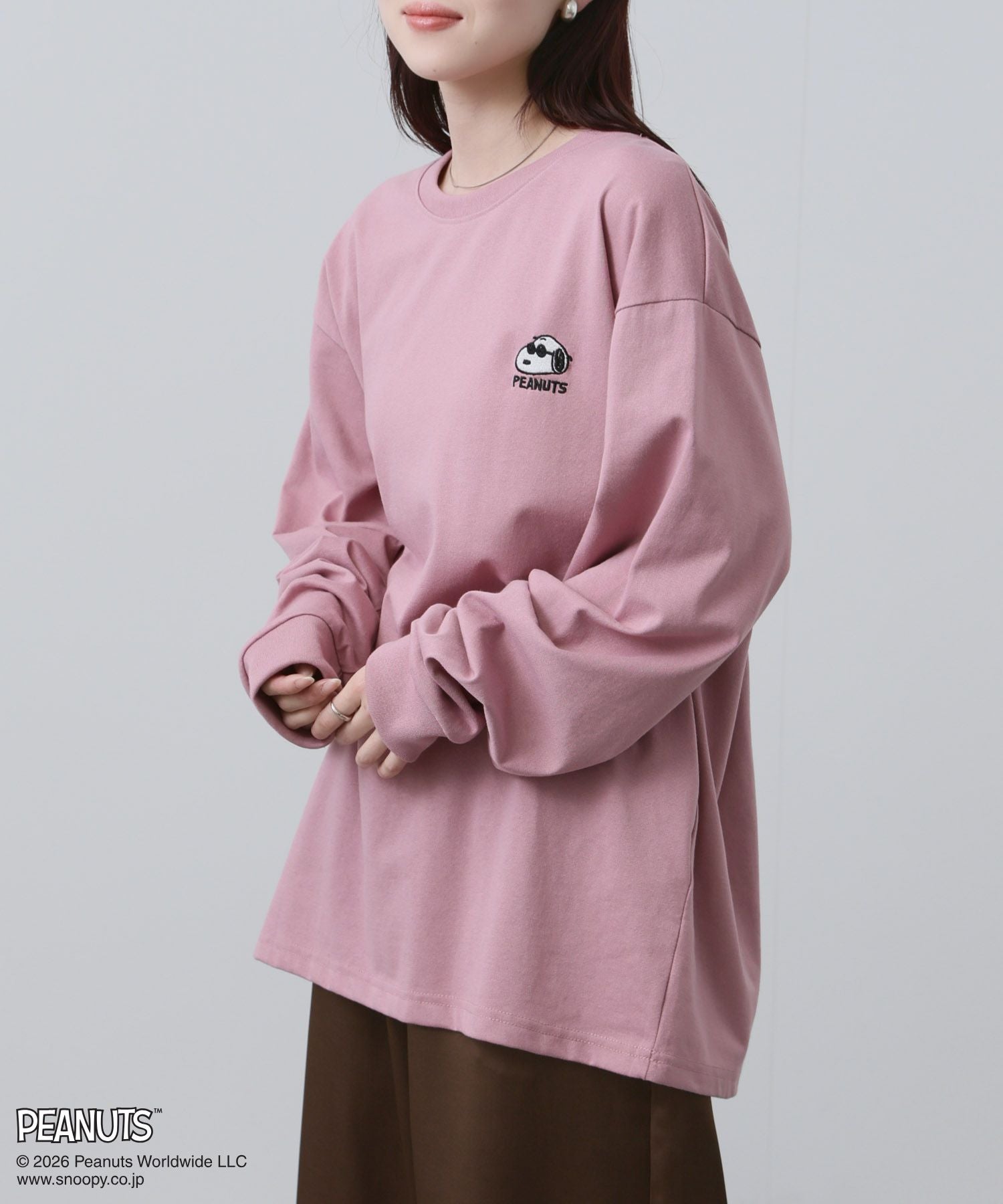 PEANUTS SNOOPY 刺繍長袖Tシャツ メンズ