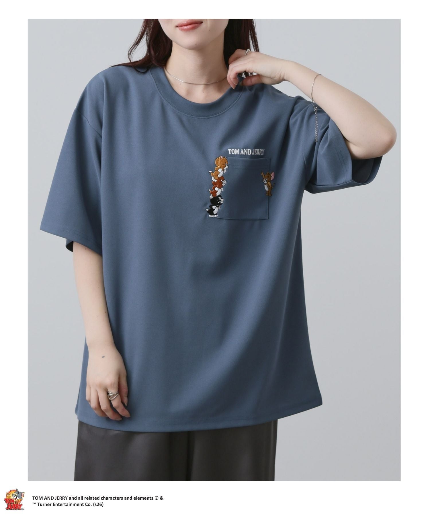 Tom and Jerry ポケット刺繍Tシャツ メンズ
