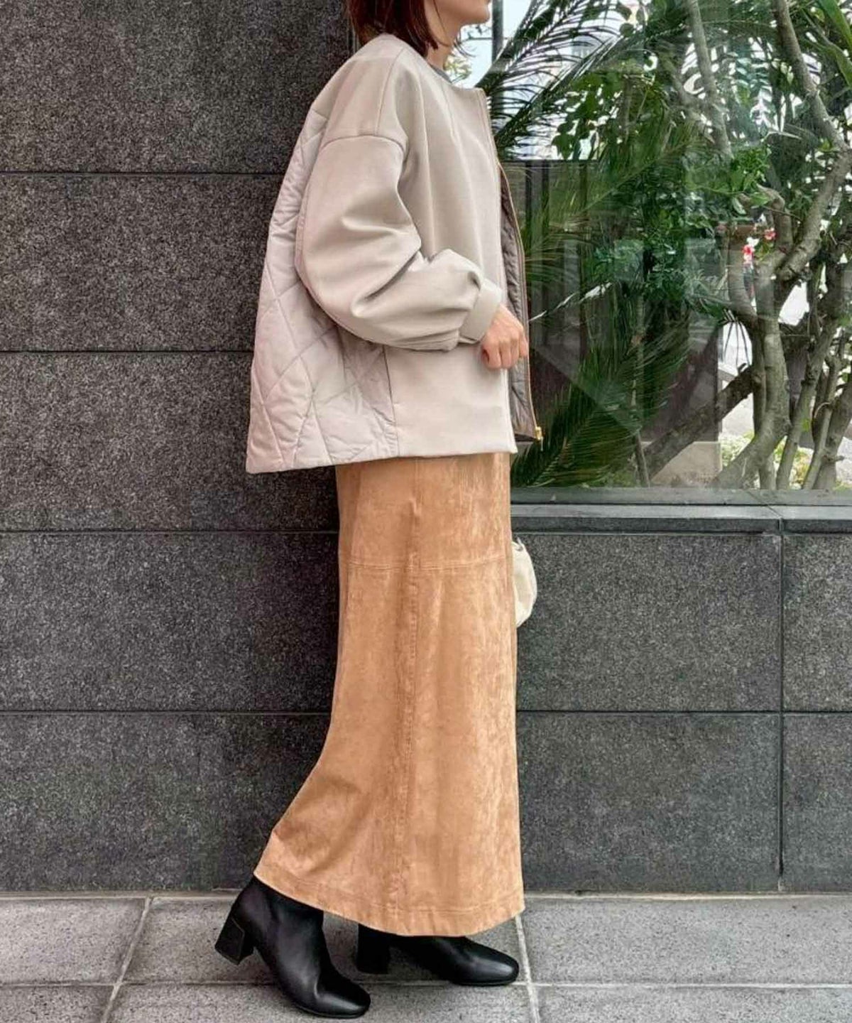  le.coeur blanc ダンボール×キルトノーカラーコクーンブルゾン レディース