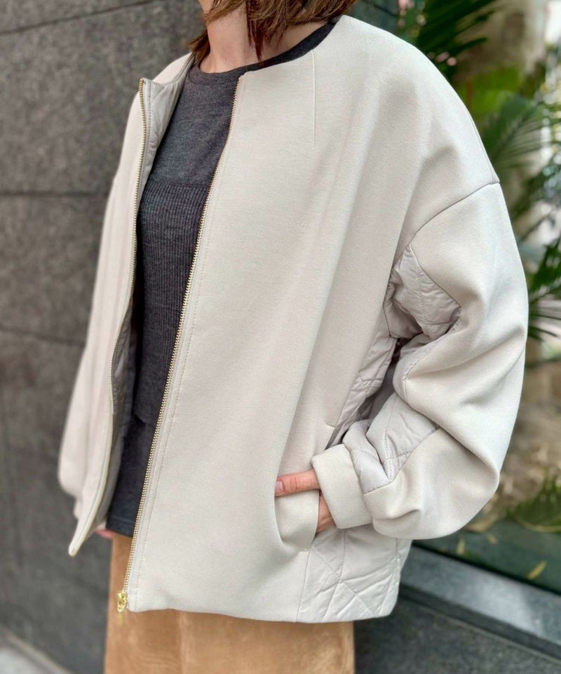 [期間限定価格]le.coeur blanc  ダンボール×キルトノーカラーコクーンブルゾン レディース商品画像-5