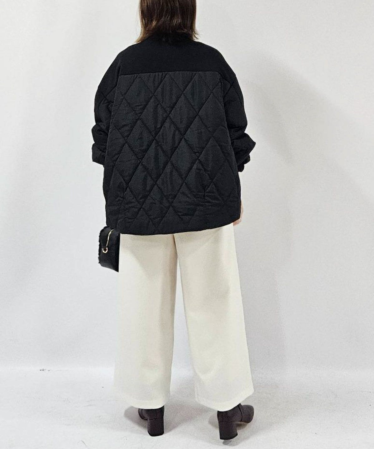  le.coeur blanc ダンボール×キルトノーカラーコクーンブルゾン レディース