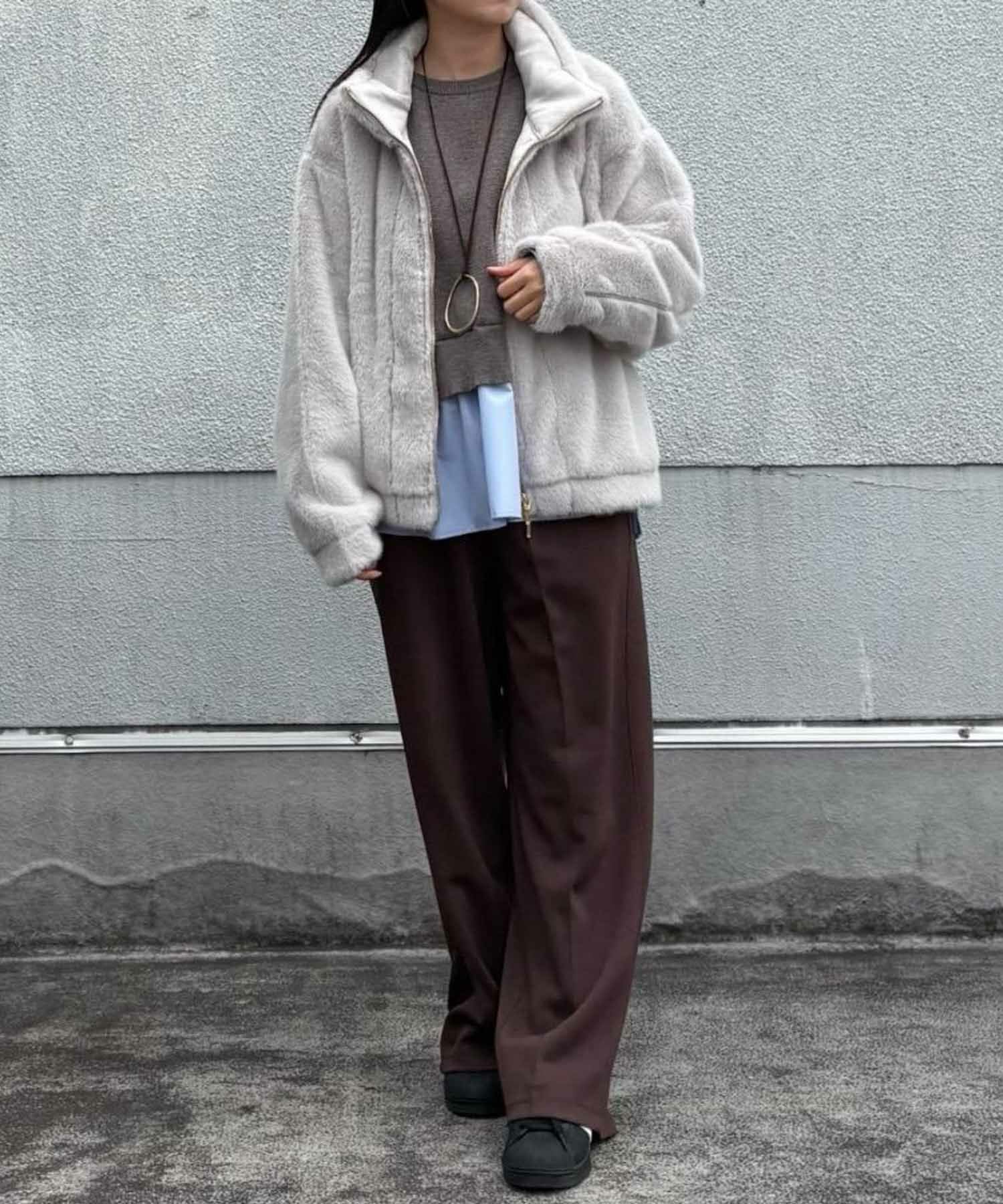 le.coeur blanc ミンクタッチスタンドカラーファーブルゾン レディース