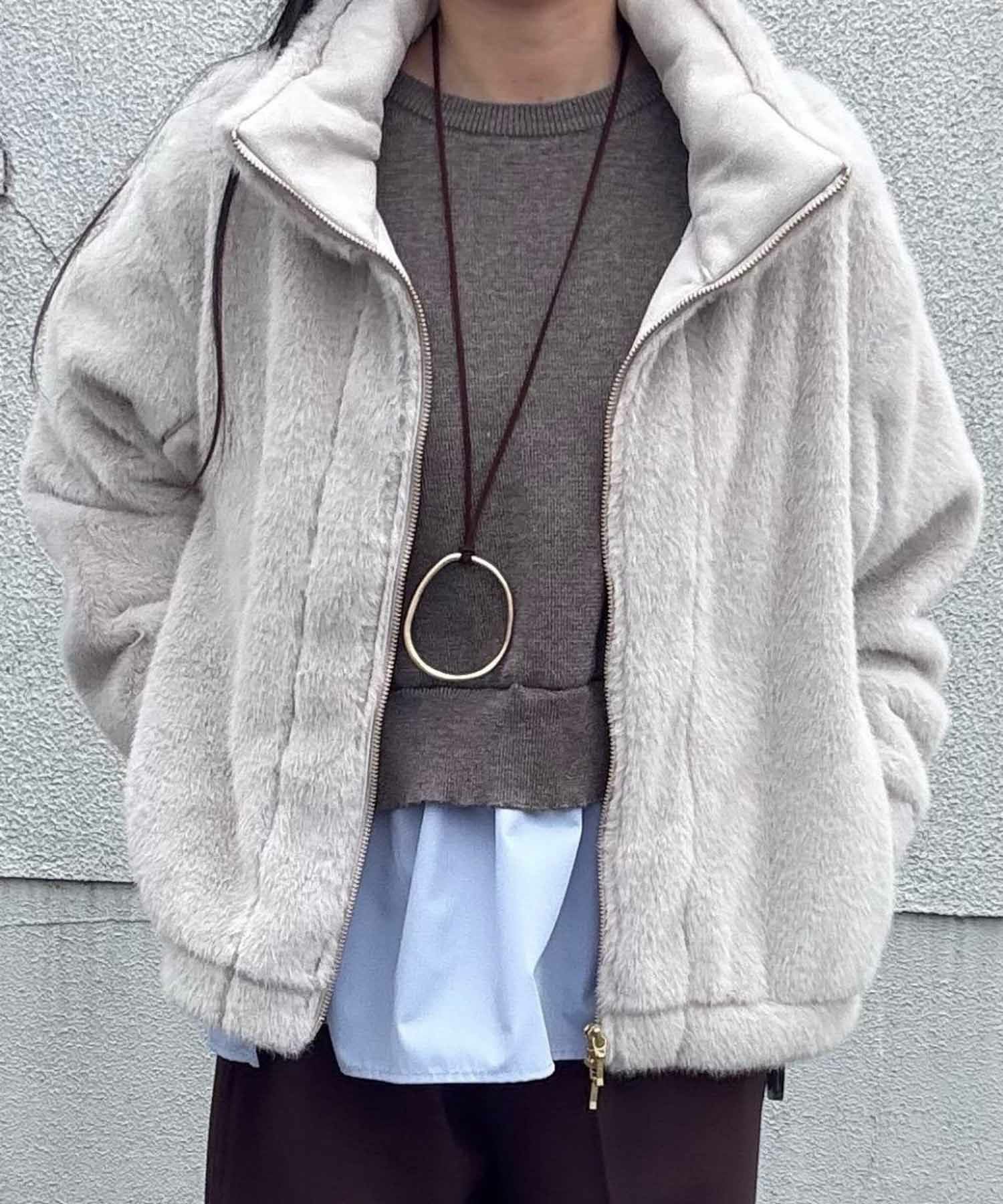 le.coeur blanc ミンクタッチスタンドカラーファーブルゾン レディース