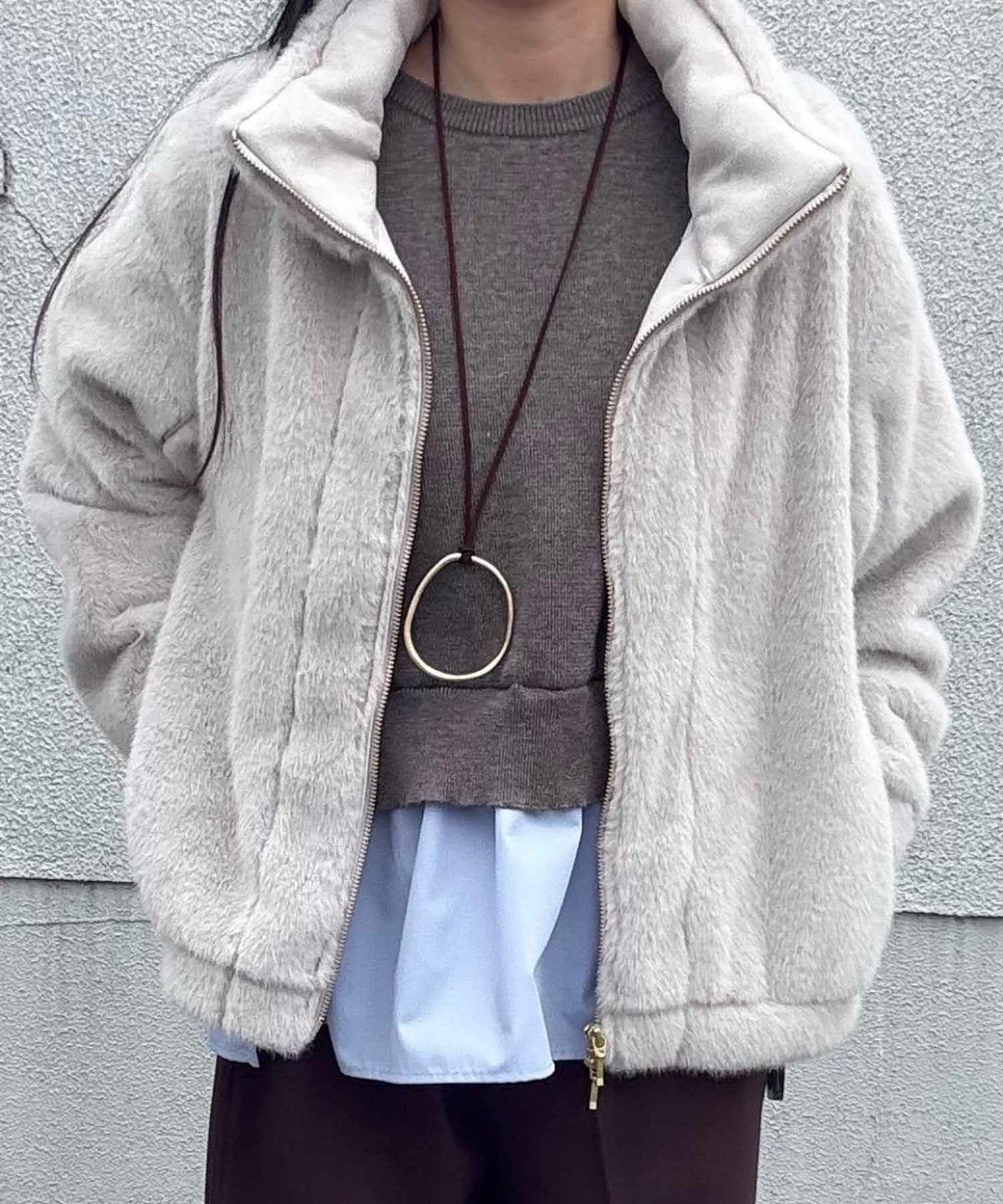 le.coeur blanc ミンクタッチスタンドカラーファーブルゾン レディース