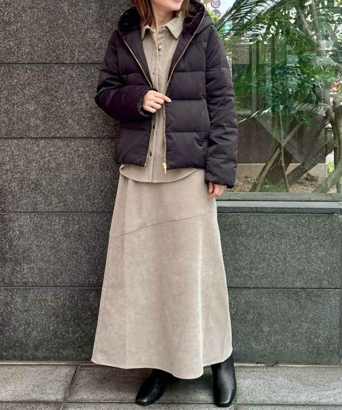 le.coeur blanc ファーフードショートダウンコート レディース