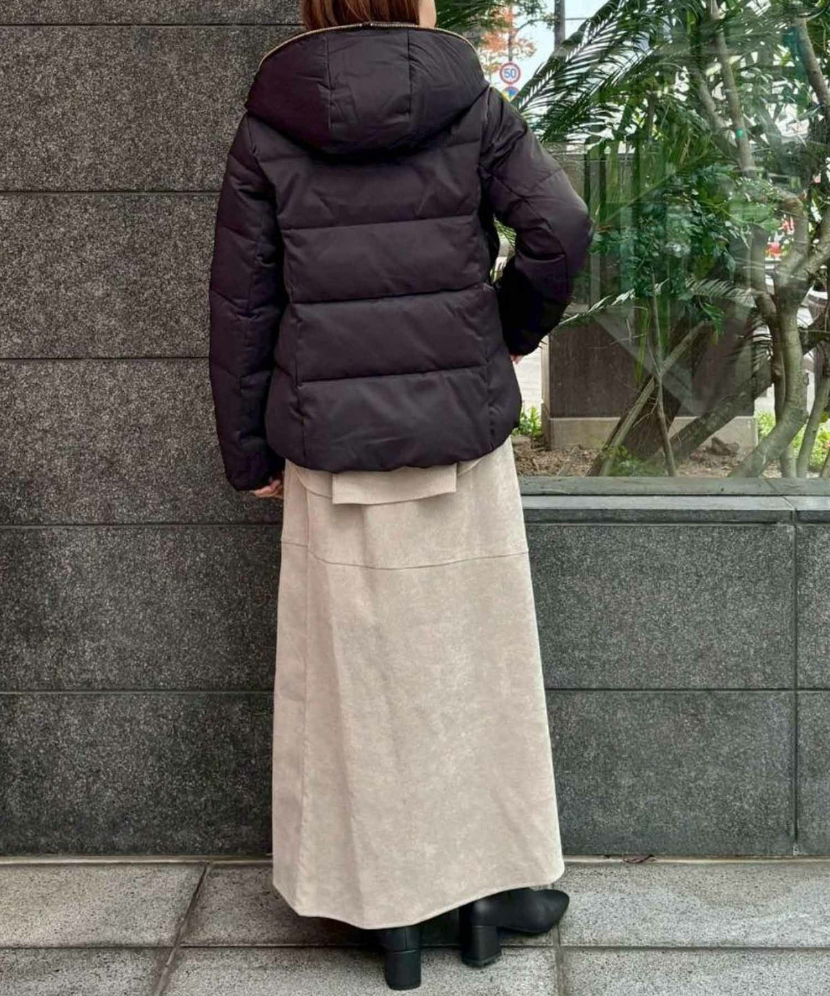 le.coeur blanc ファーフードショートダウンコート レディース