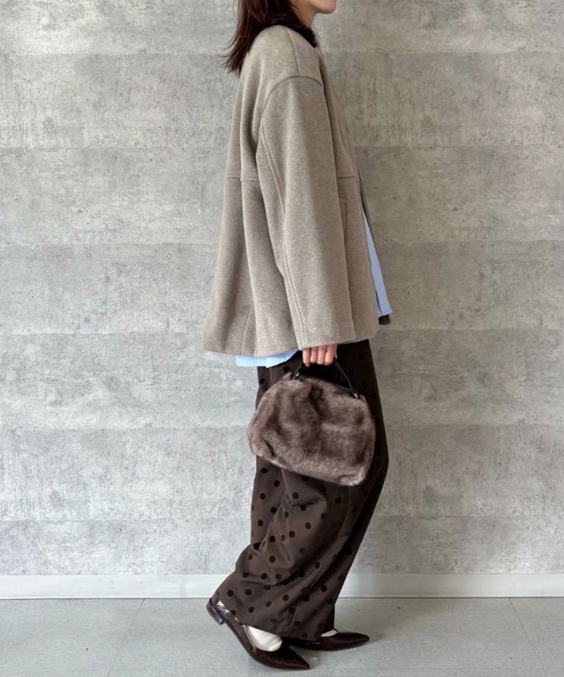 [期間限定価格]le.coeur blanc  ニットビーバーノーカラーミドルコート レディース商品画像-4