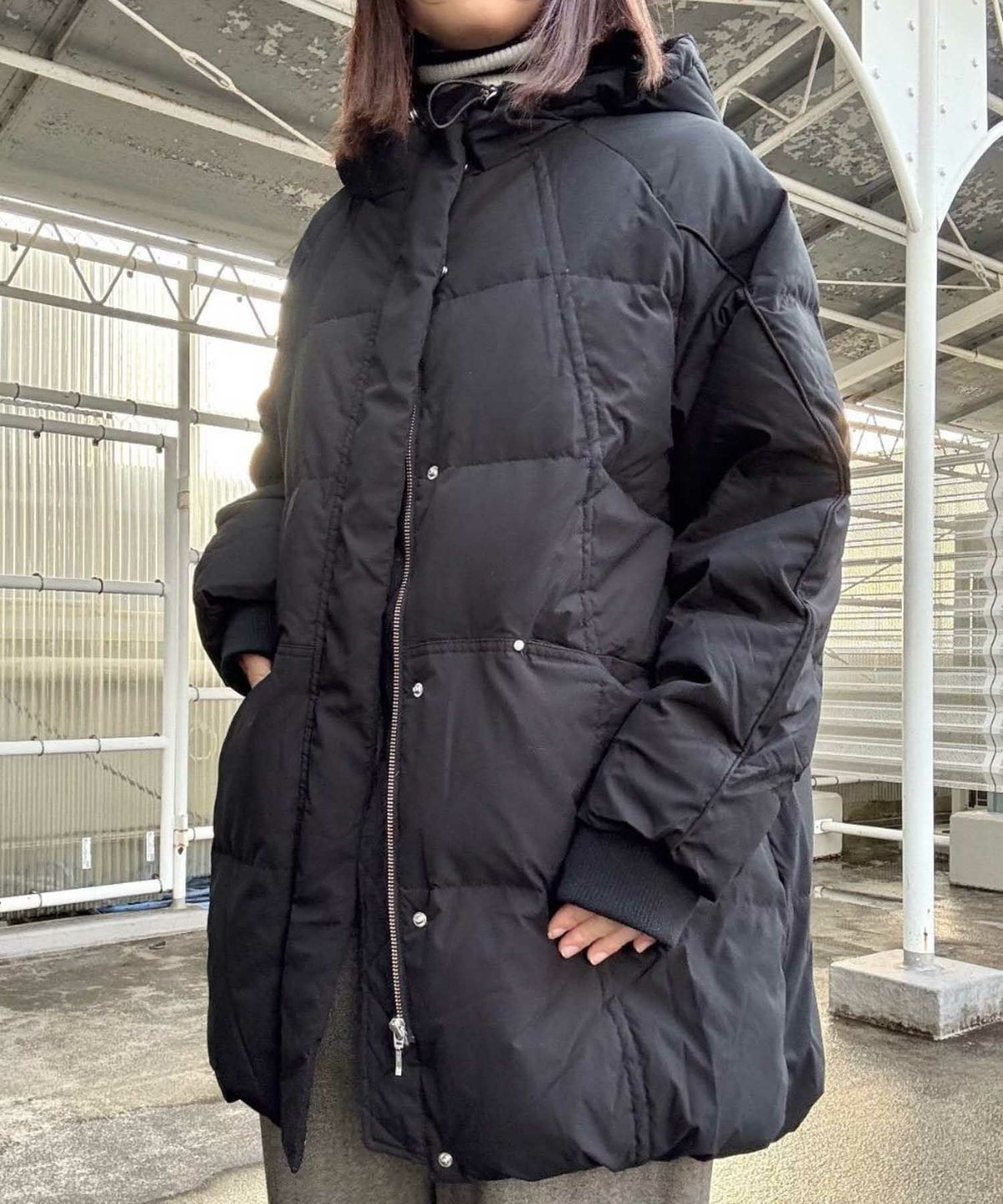 le.coeur blanc ストレッチフードミドルダウン レディース