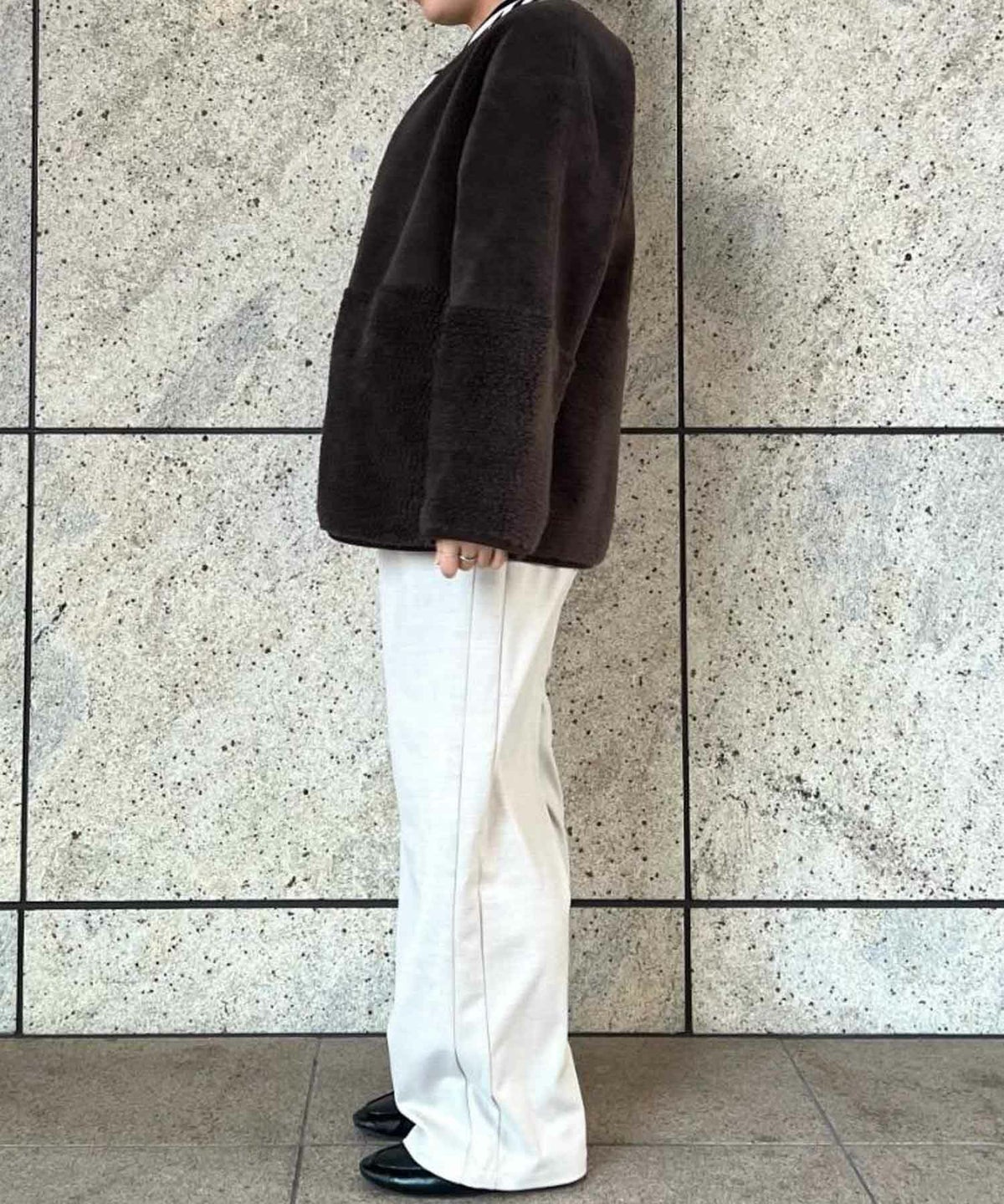 le.coeur blanc リバーシブルフェイクムートンコート レディース