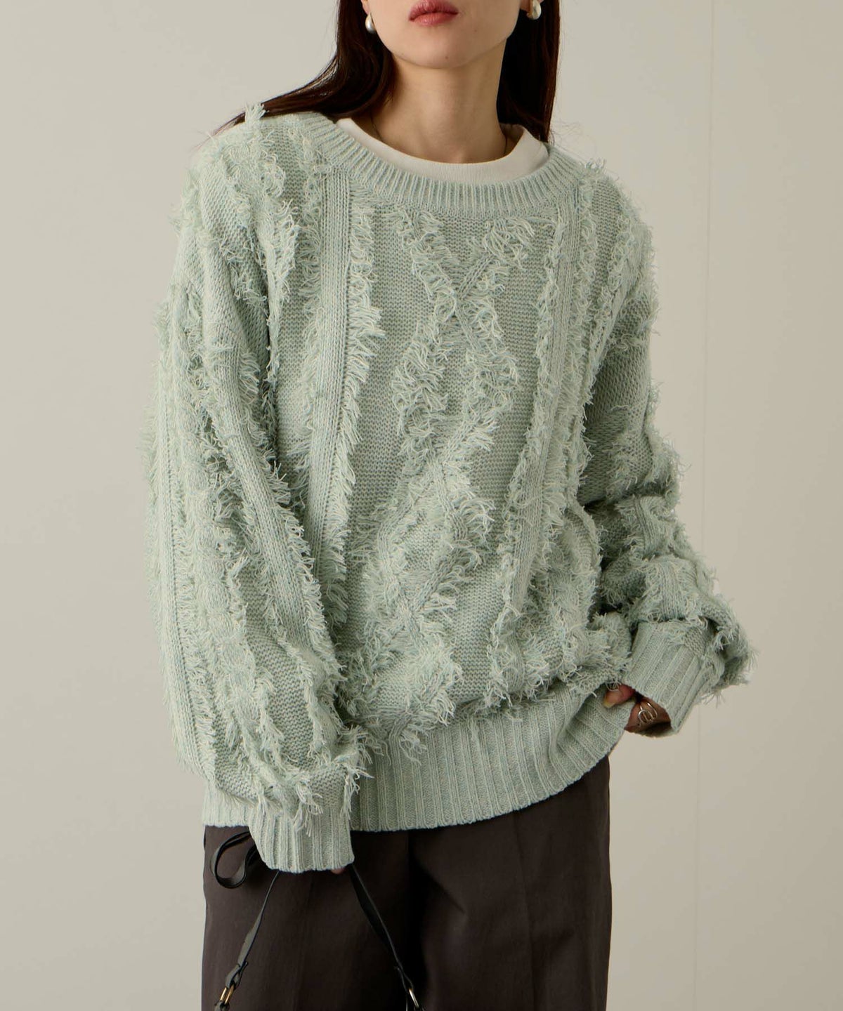 NAVY フリンジニットプルオーバー レディース