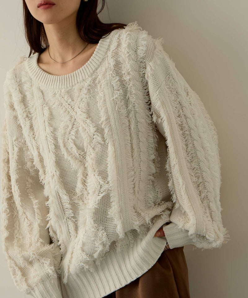 NAVY フリンジニットプルオーバー レディース商品画像-2