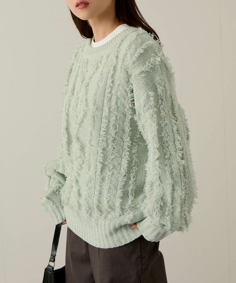 NAVY フリンジニットプルオーバー レディース商品画像-4