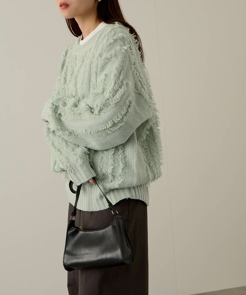 NAVY  フリンジニットプルオーバー レディース商品画像-5