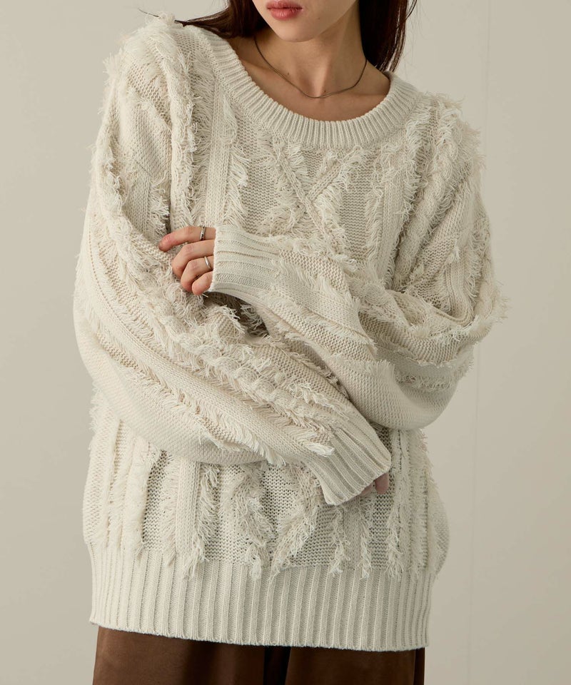 NAVY フリンジニットプルオーバー レディース商品画像-8