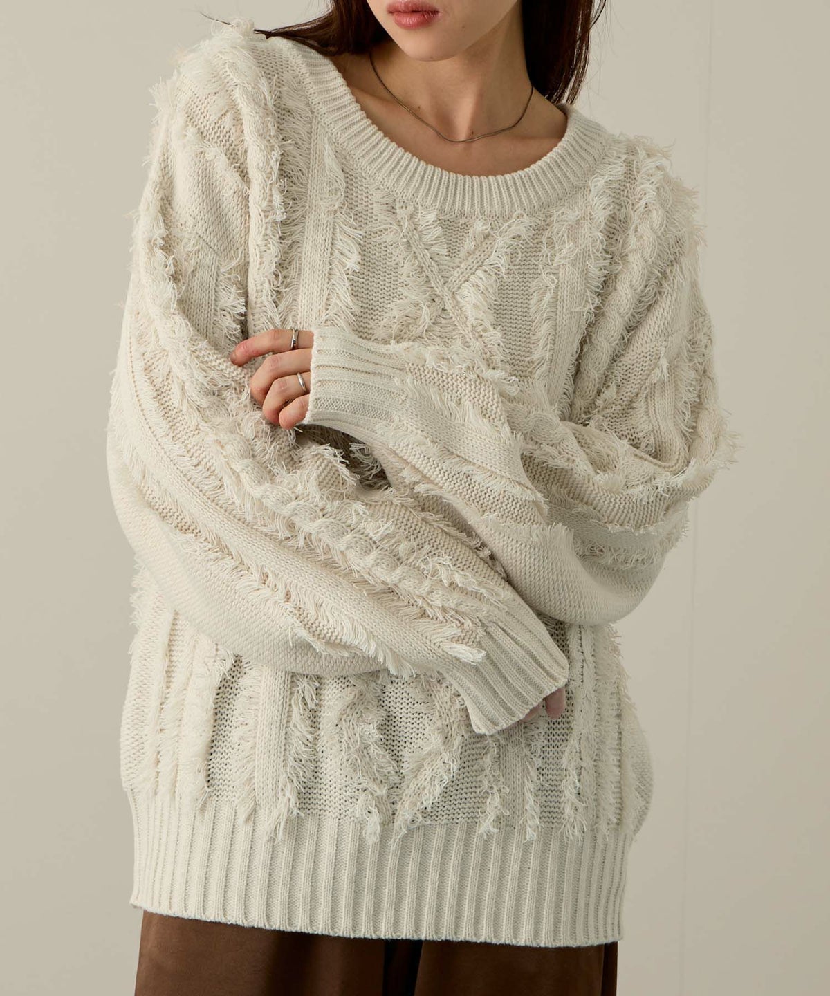 NAVY フリンジニットプルオーバー レディース