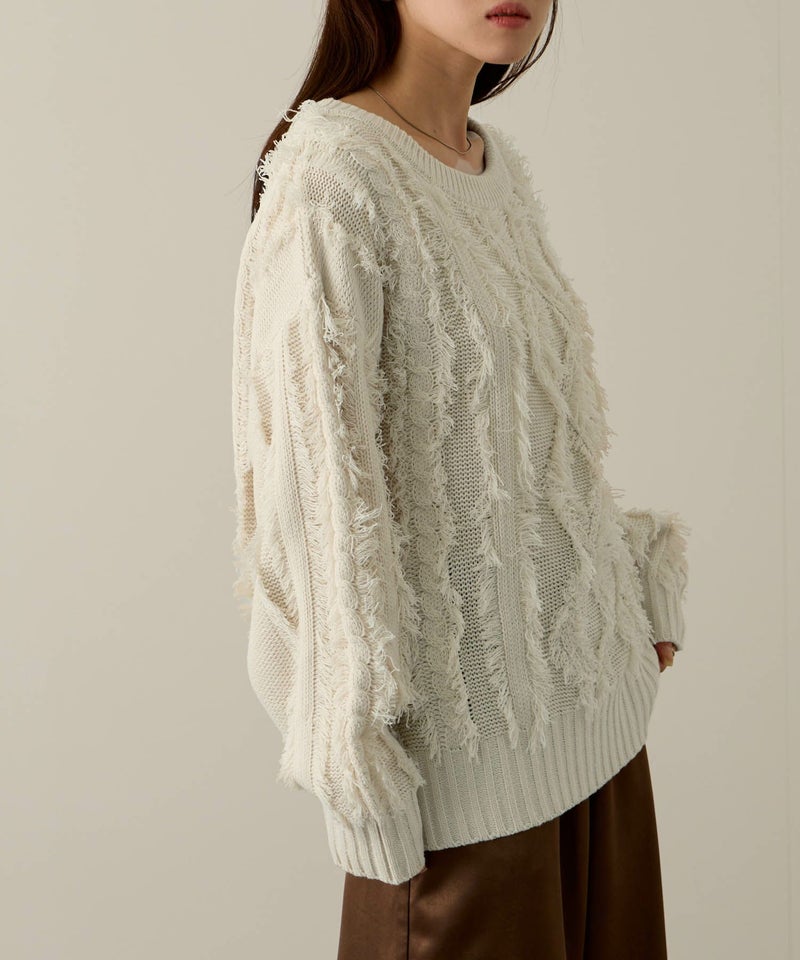 NAVY フリンジニットプルオーバー レディース商品画像-9