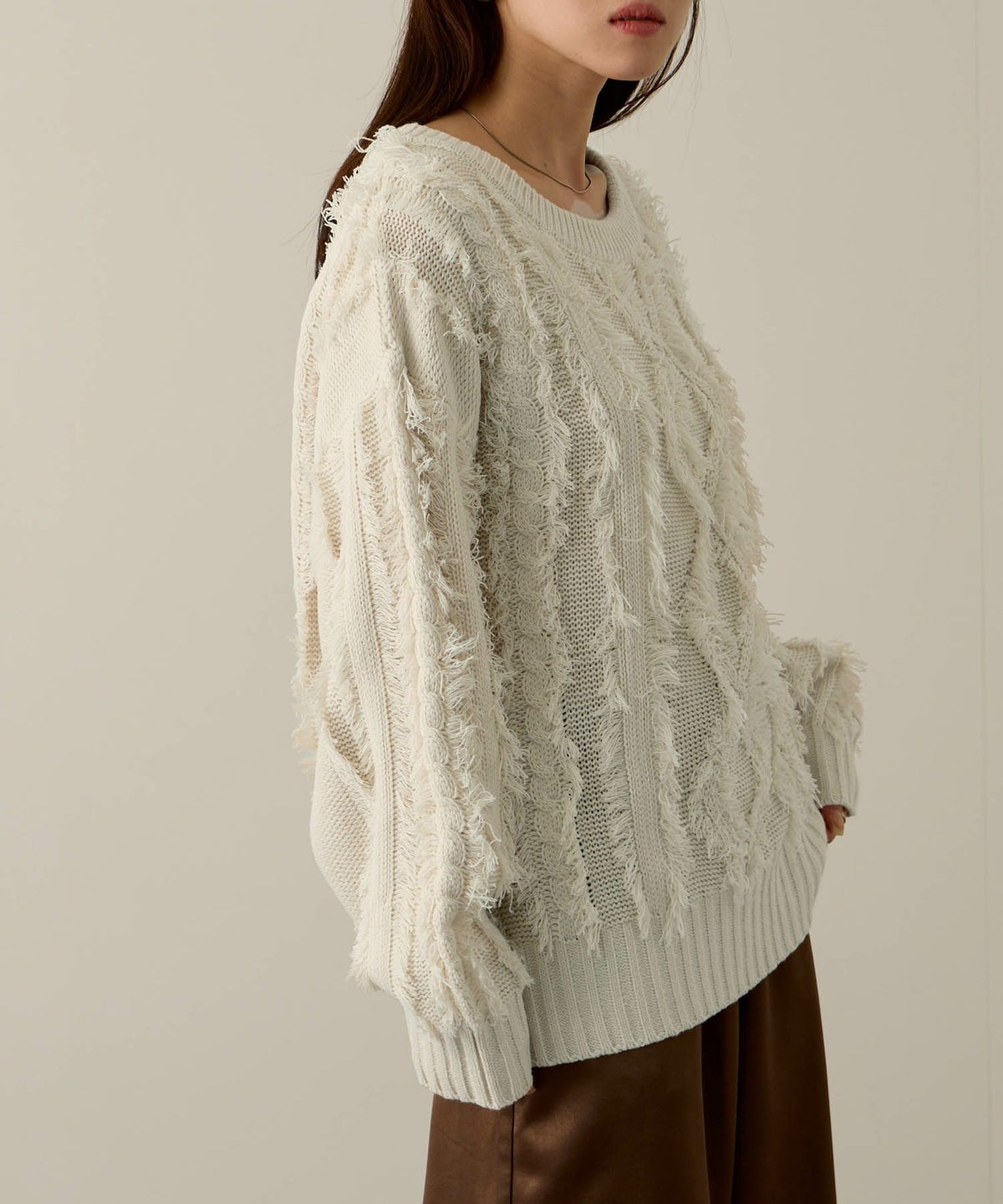 NAVY フリンジニットプルオーバー レディース