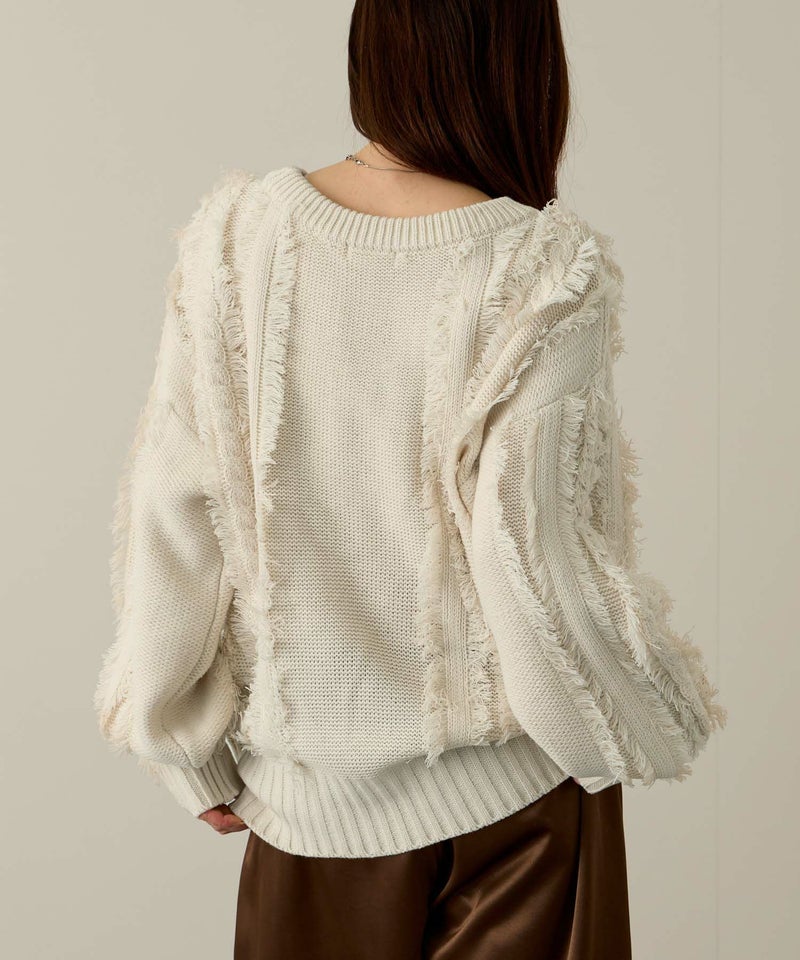 NAVY フリンジニットプルオーバー レディース商品画像-10