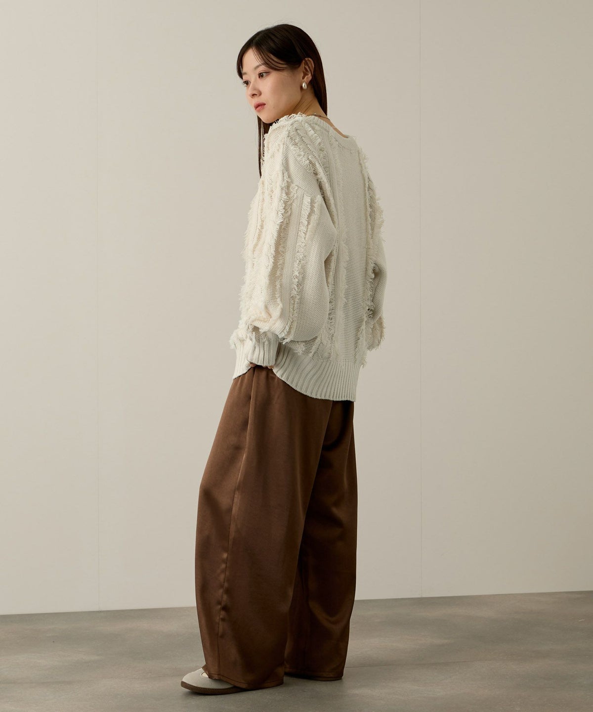 NAVY フリンジニットプルオーバー レディース