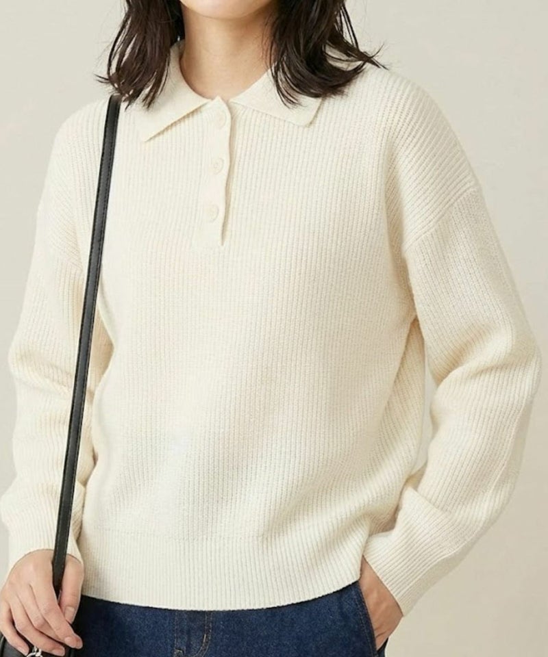 NAVY 襟付きポロニットプルオーバー レディース商品画像-1