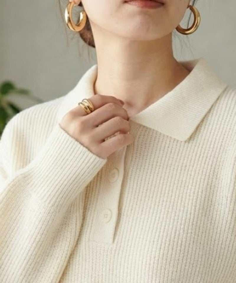 NAVY 襟付きポロニットプルオーバー レディース商品画像-4