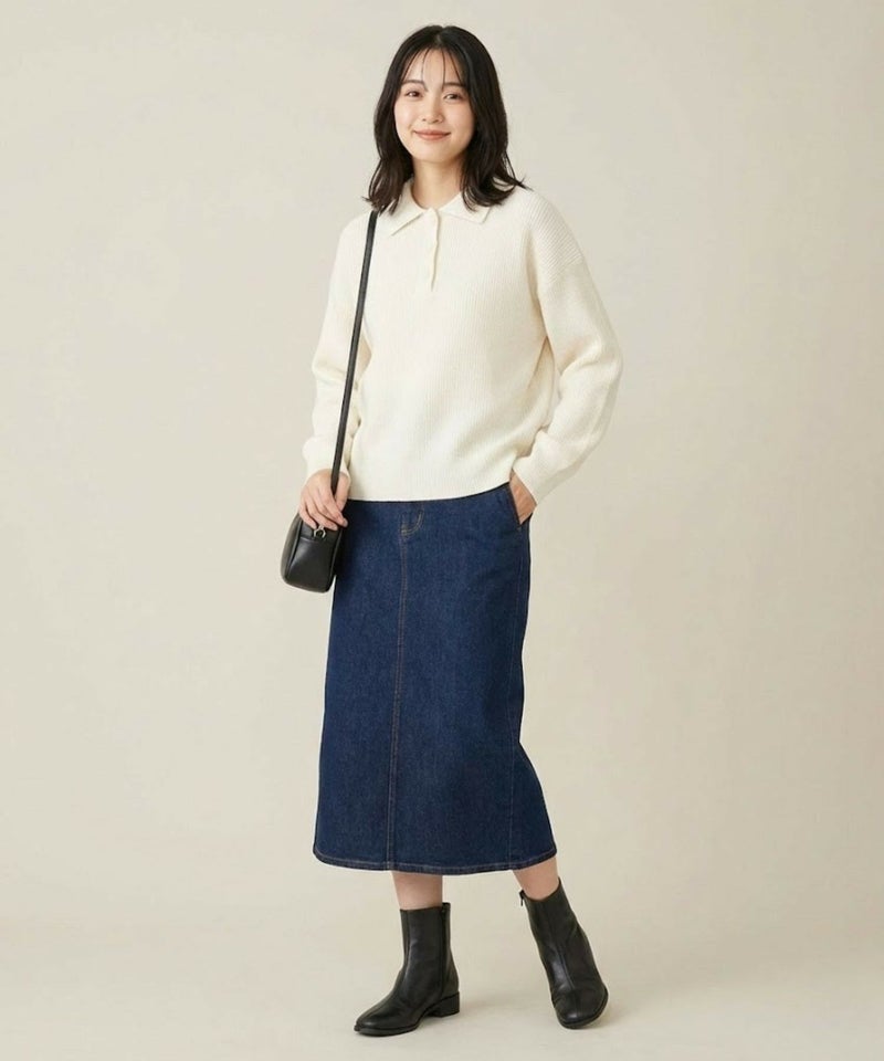 NAVY 襟付きポロニットプルオーバー レディース商品画像-6