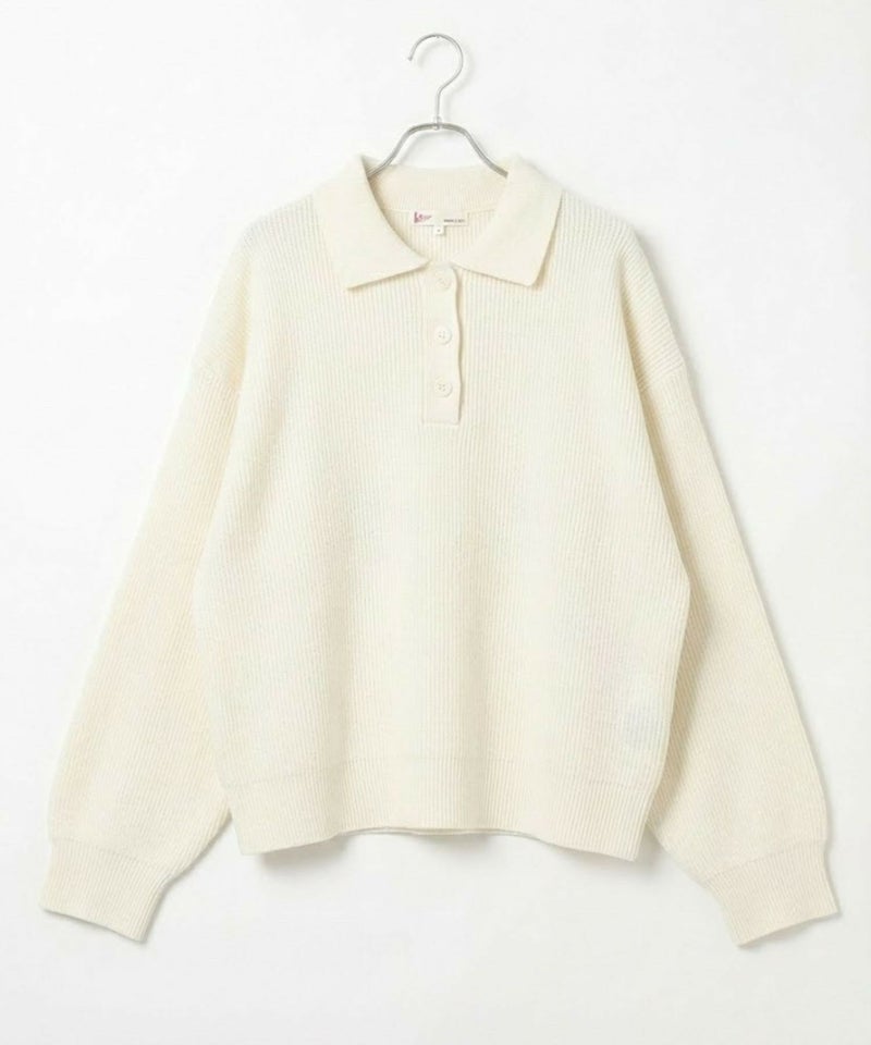 NAVY  襟付きポロニットプルオーバー レディース商品画像-9