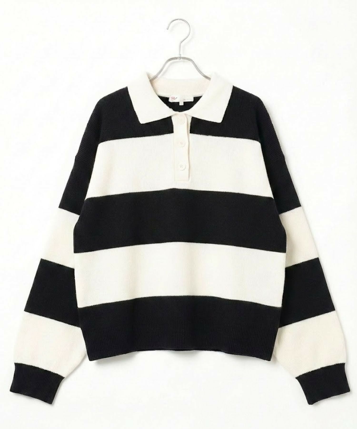 NAVY 襟付きポロニットプルオーバー レディース
