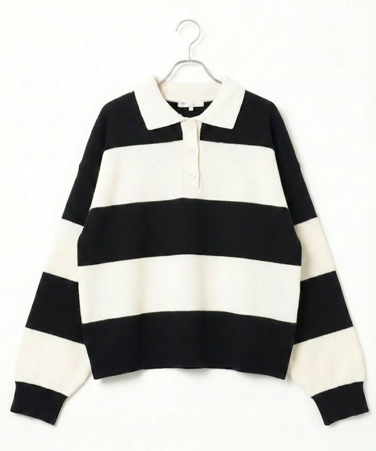 NAVY 襟付きポロニットプルオーバー レディース