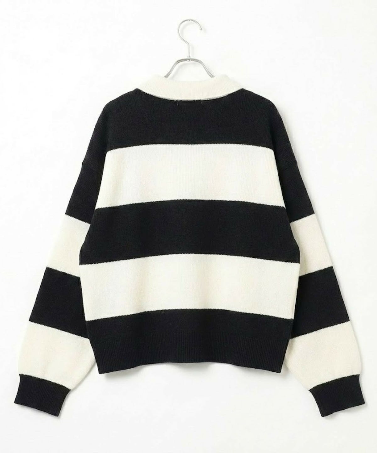 NAVY 襟付きポロニットプルオーバー レディース