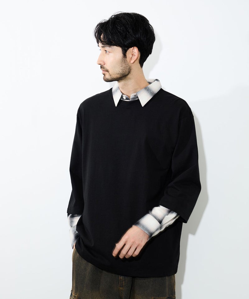 [期間限定価格]NAVY  BCIコットン リラックスフィット 7分袖Tシャツ メンズ商品画像-1