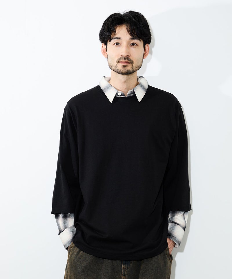 [期間限定価格]NAVY  BCIコットン リラックスフィット 7分袖Tシャツ メンズ商品画像-5