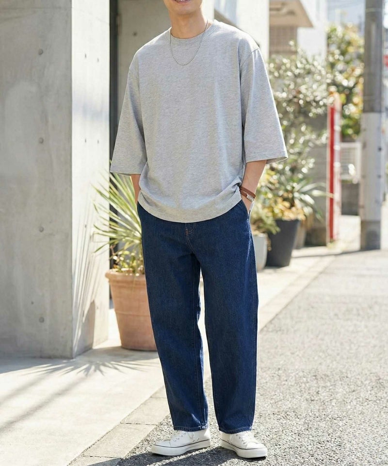 NAVY  BCIコットン リラックスフィット 7分袖Tシャツ メンズ商品画像-6