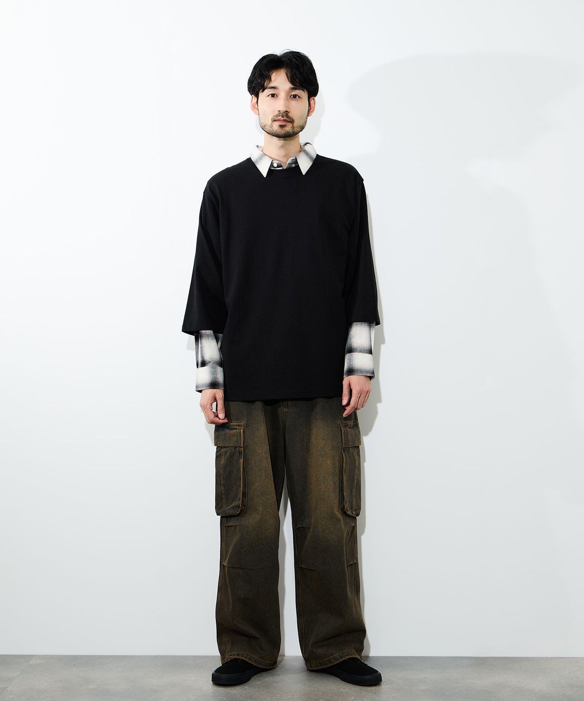 NAVY BCIコットン リラックスフィット 7分袖Tシャツ メンズ