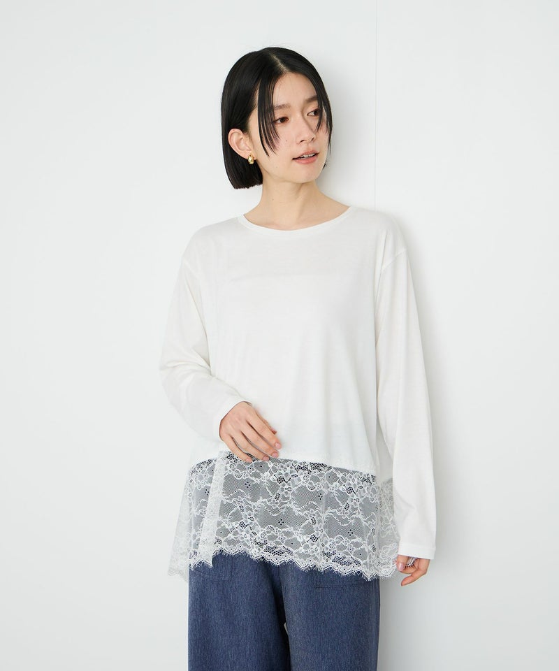 Idnes レースコンビカットソー レディース メール便 対応商品商品画像-1