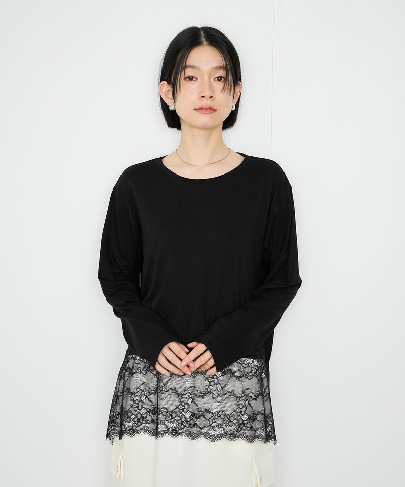 Idnes  レースコンビカットソー レディース メール便 対応商品商品画像-2