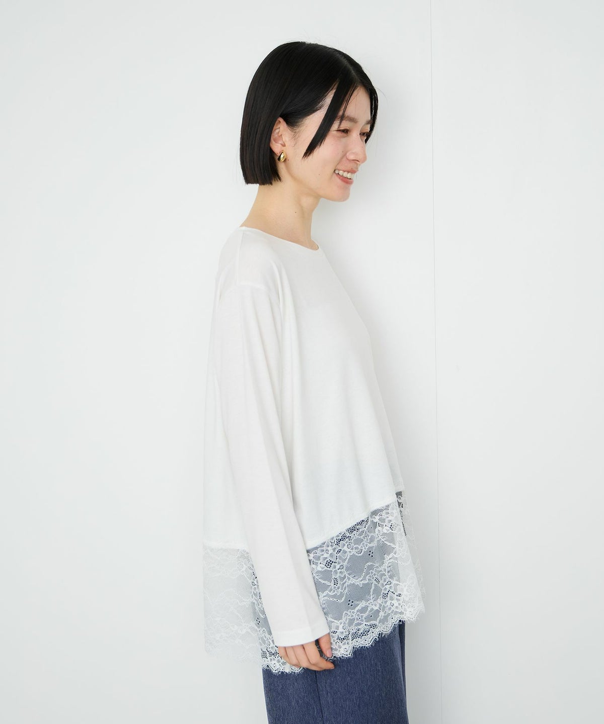 Idnes レースコンビカットソー レディース メール便 対応商品