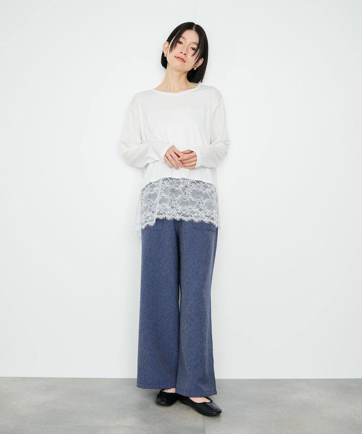 Idnes レースコンビカットソー レディース メール便 対応商品