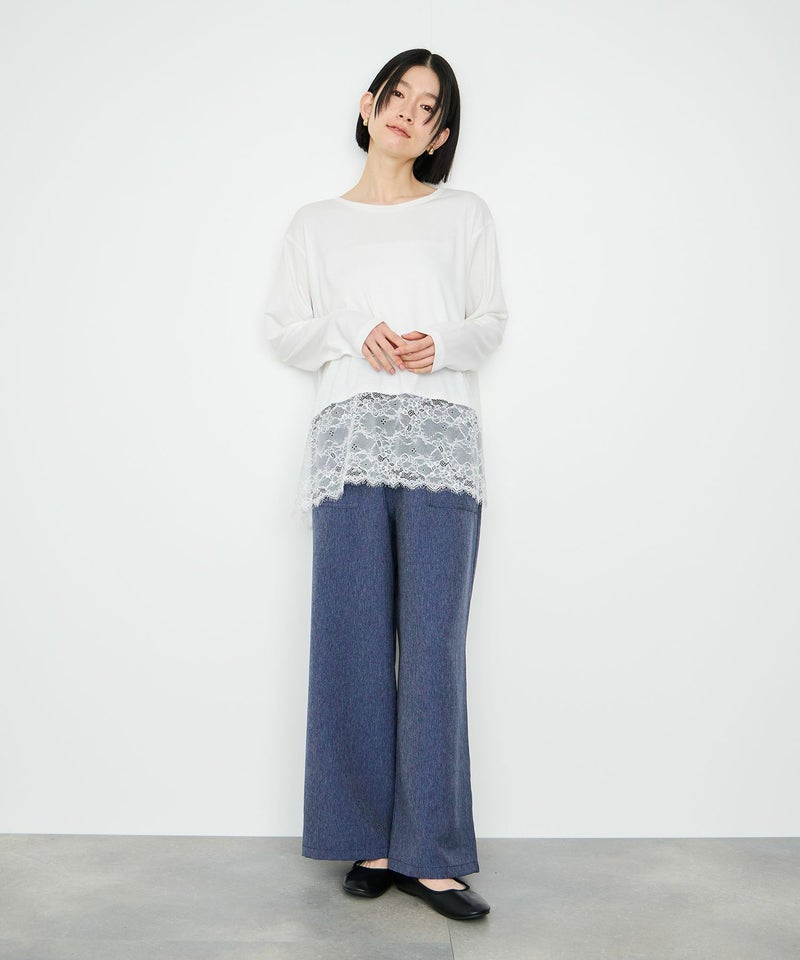 Idnes レースコンビカットソー レディース メール便 対応商品商品画像-7