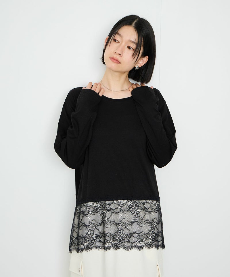 Idnes レースコンビカットソー レディース メール便 対応商品商品画像-9