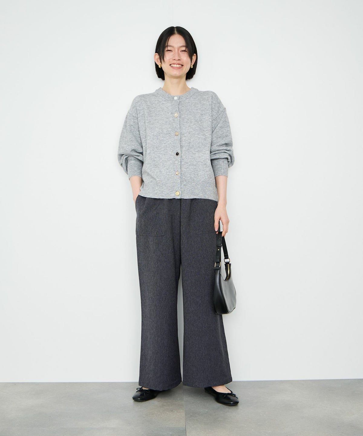 Idnes デニムライクイージーワイドパンツ レディース