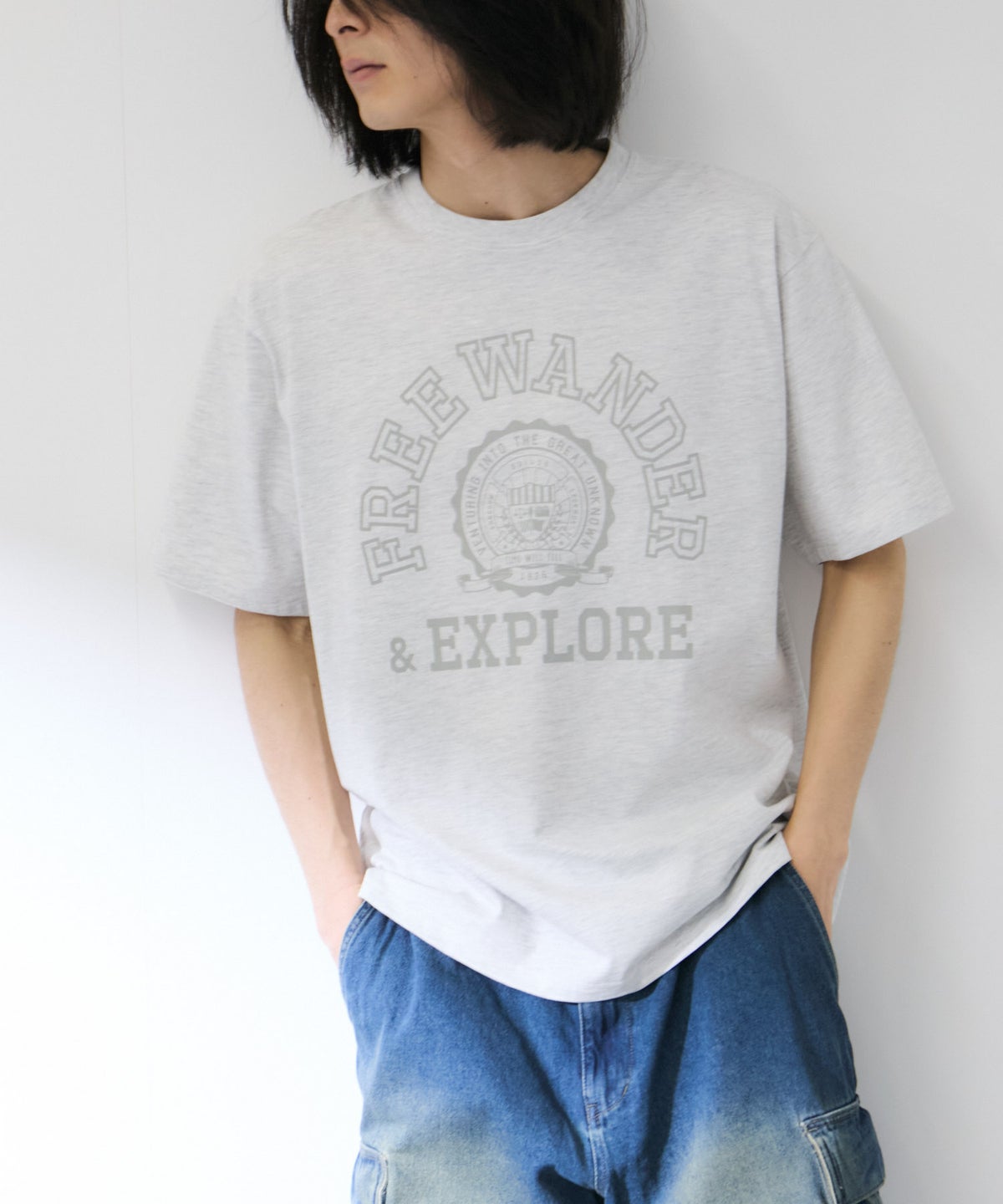 NAVY プリント半袖Tシャツ BCIコットン リラックスフィット メンズ メール便 対応商品