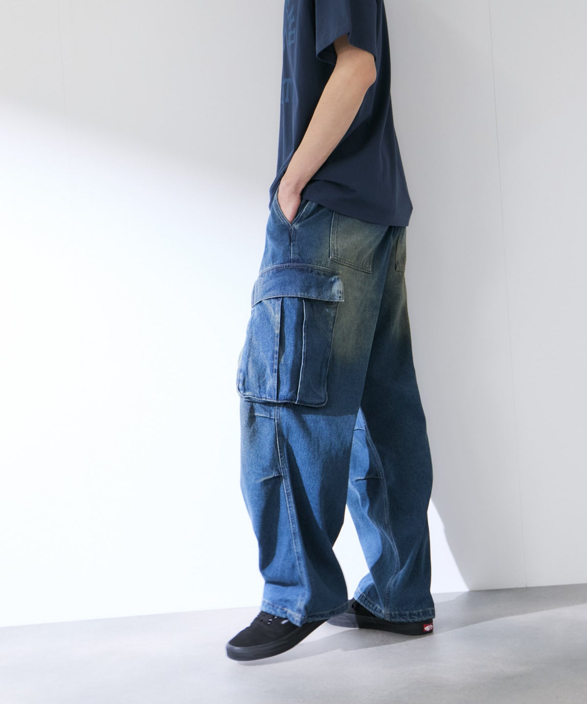 NAVY デニムカーゴパンツ メンズ