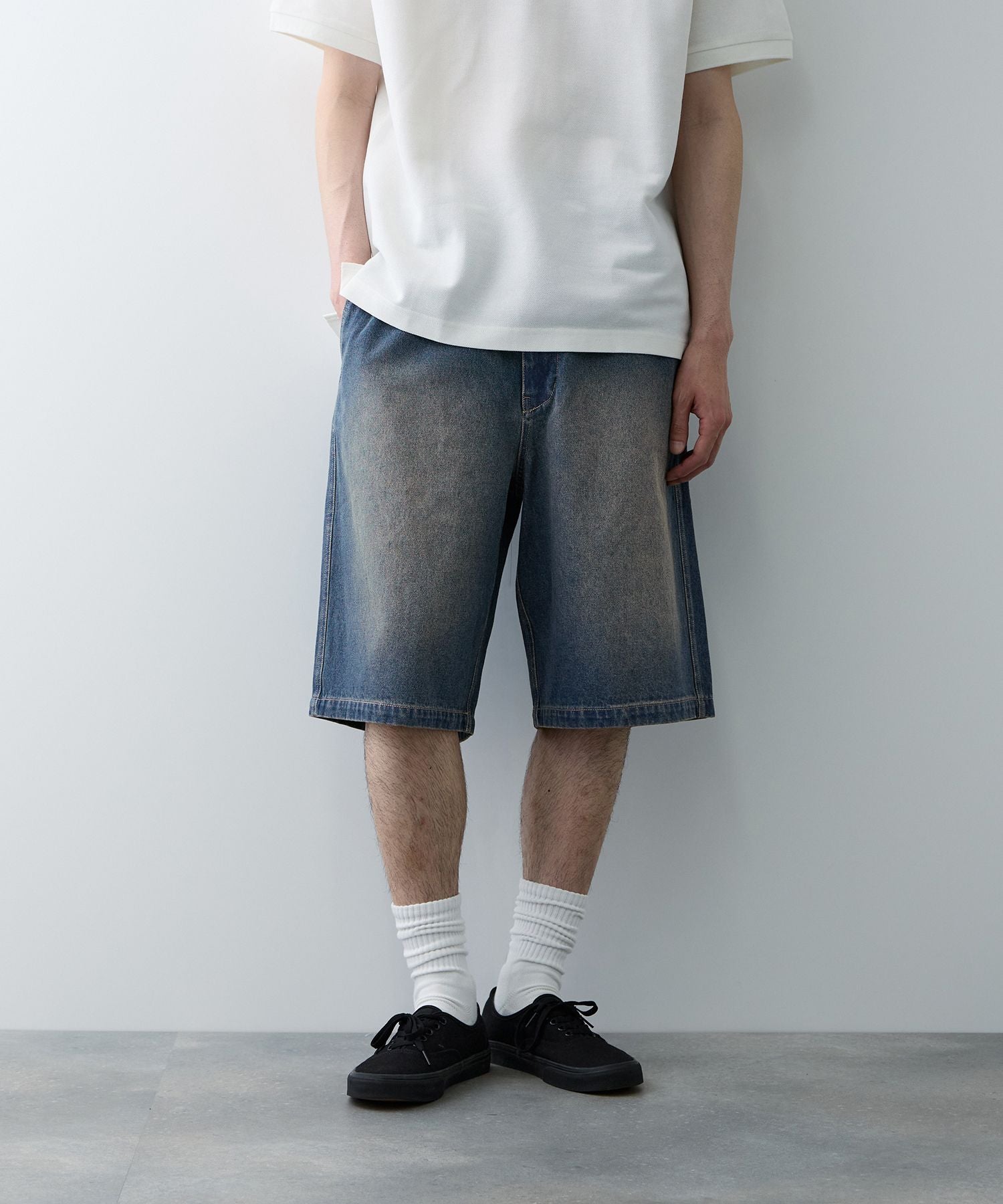 wkdwlgur78様 NAVY ワイドショートパンツ メンズ