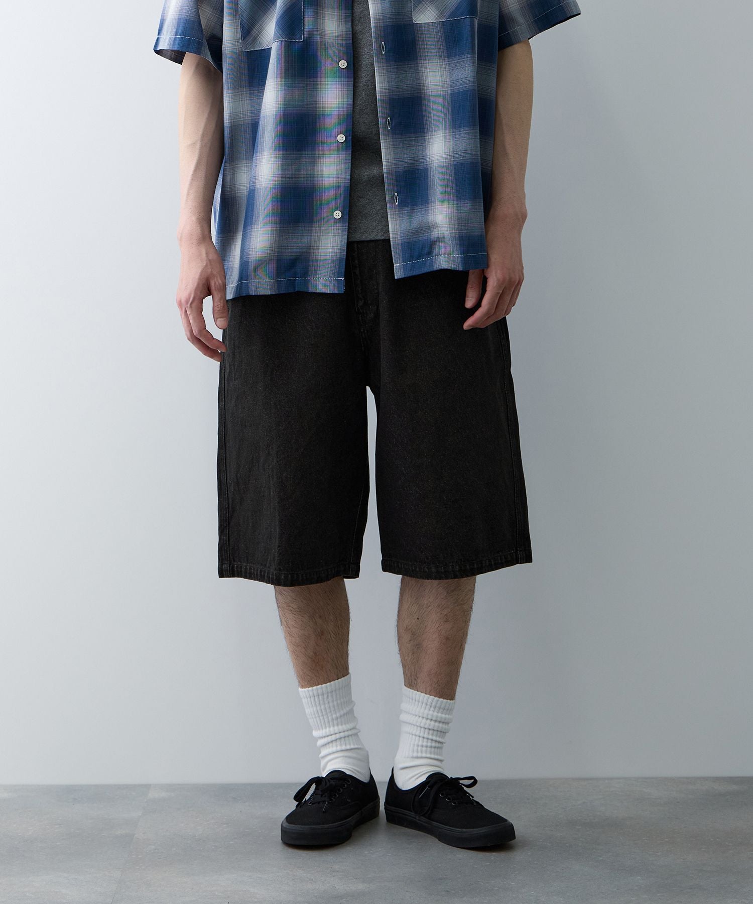 NAVY ワイドショートパンツ メンズ