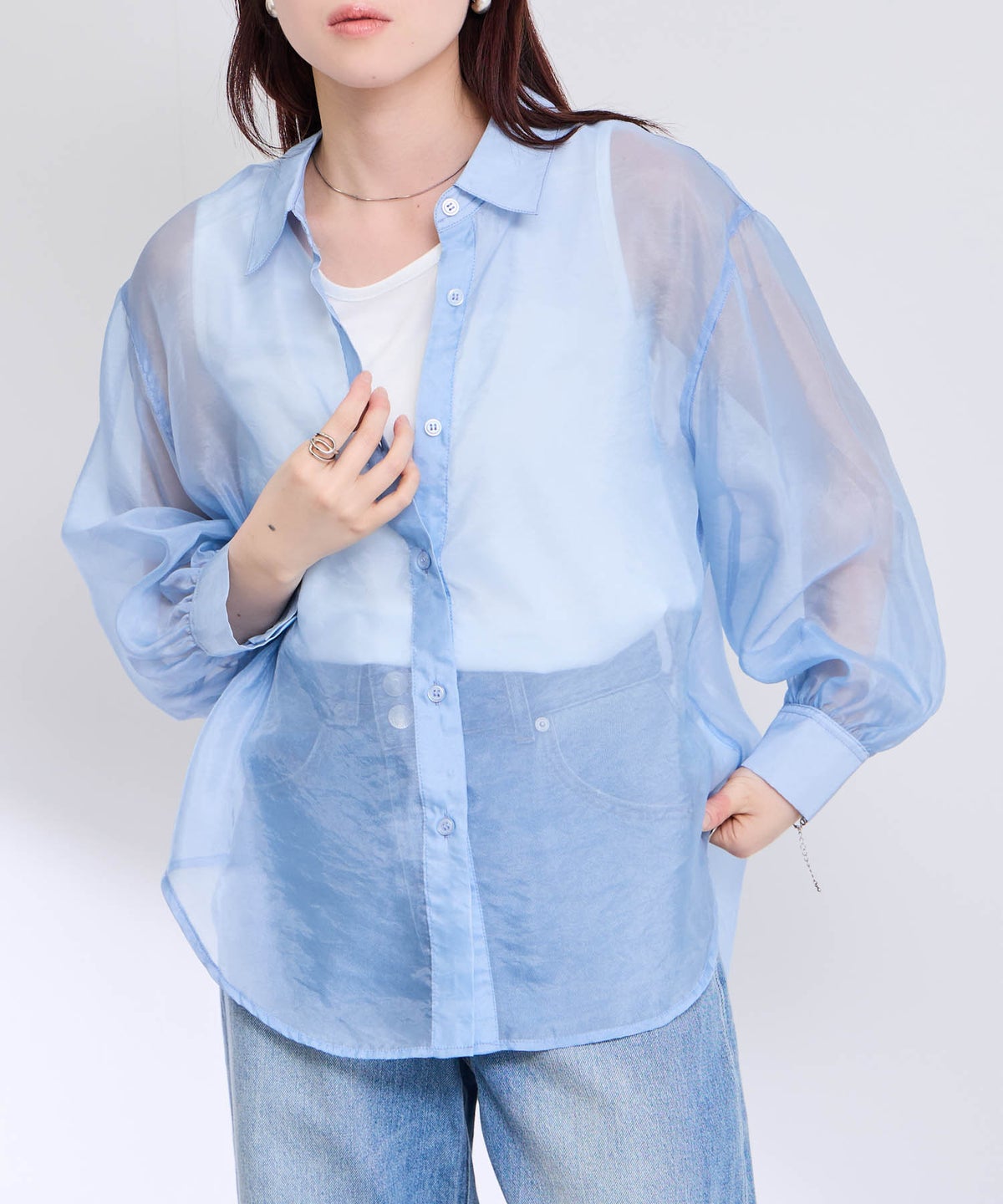 Free Nature シアーシャツアンサンブル インナー付き レディース