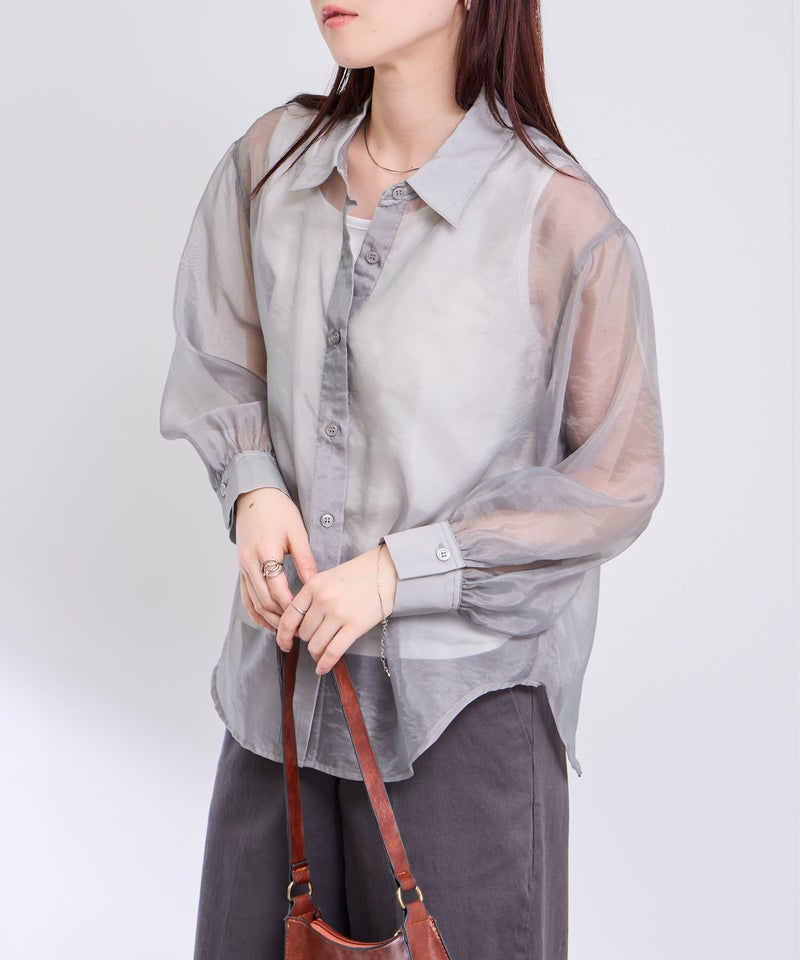 Free Nature  シアーシャツアンサンブル インナー付き レディース商品画像-2