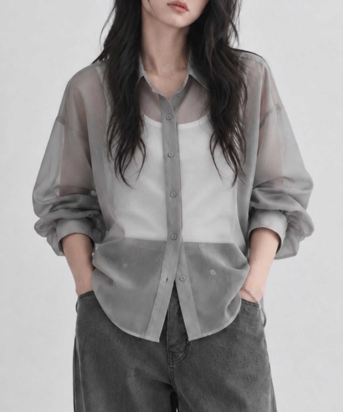 Free Nature シアーシャツアンサンブル インナー付き レディース